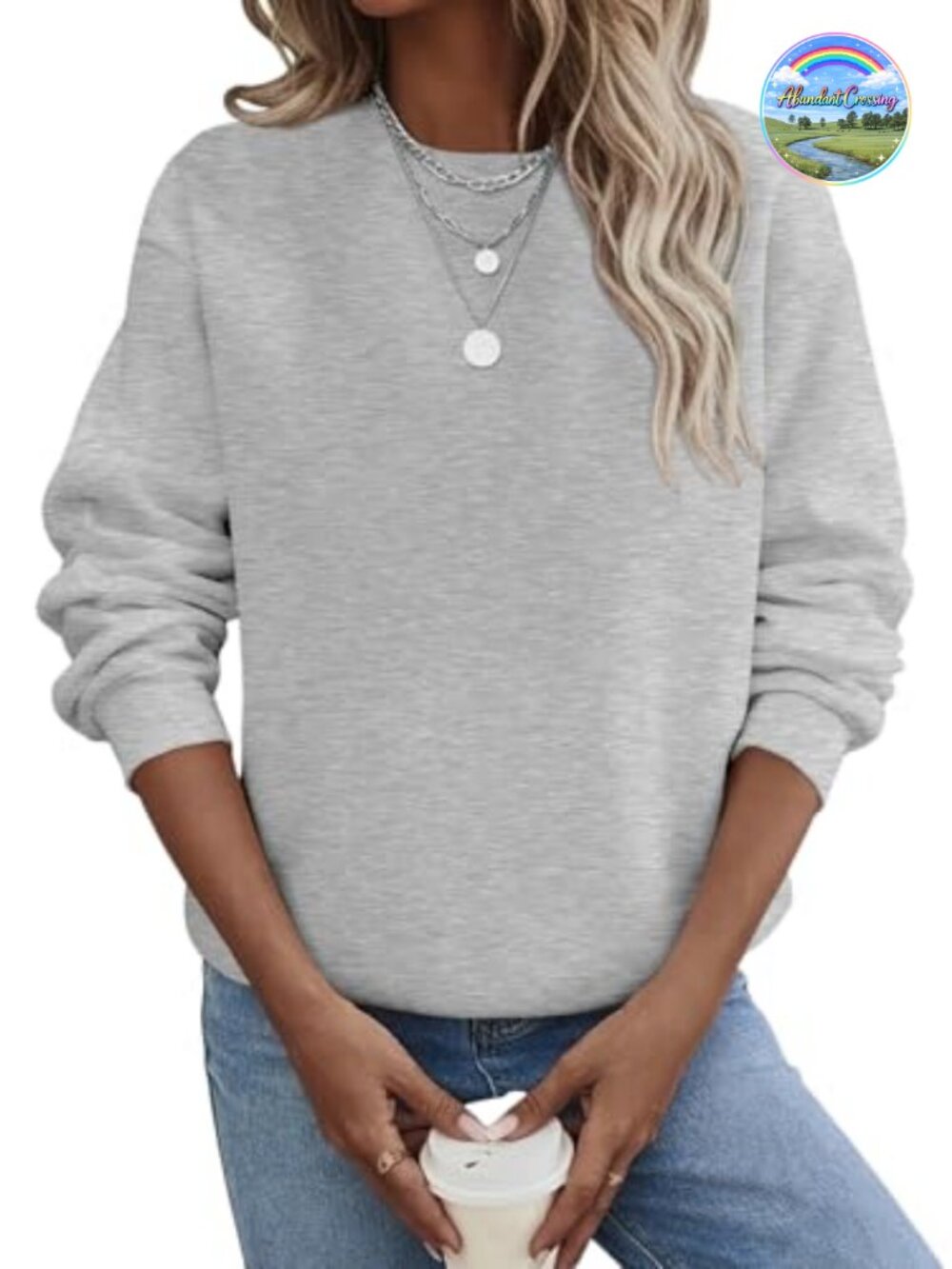 Fleece Lined Crewneck Sweatshirt Long Sleeve Oversized Tunic Top Fall